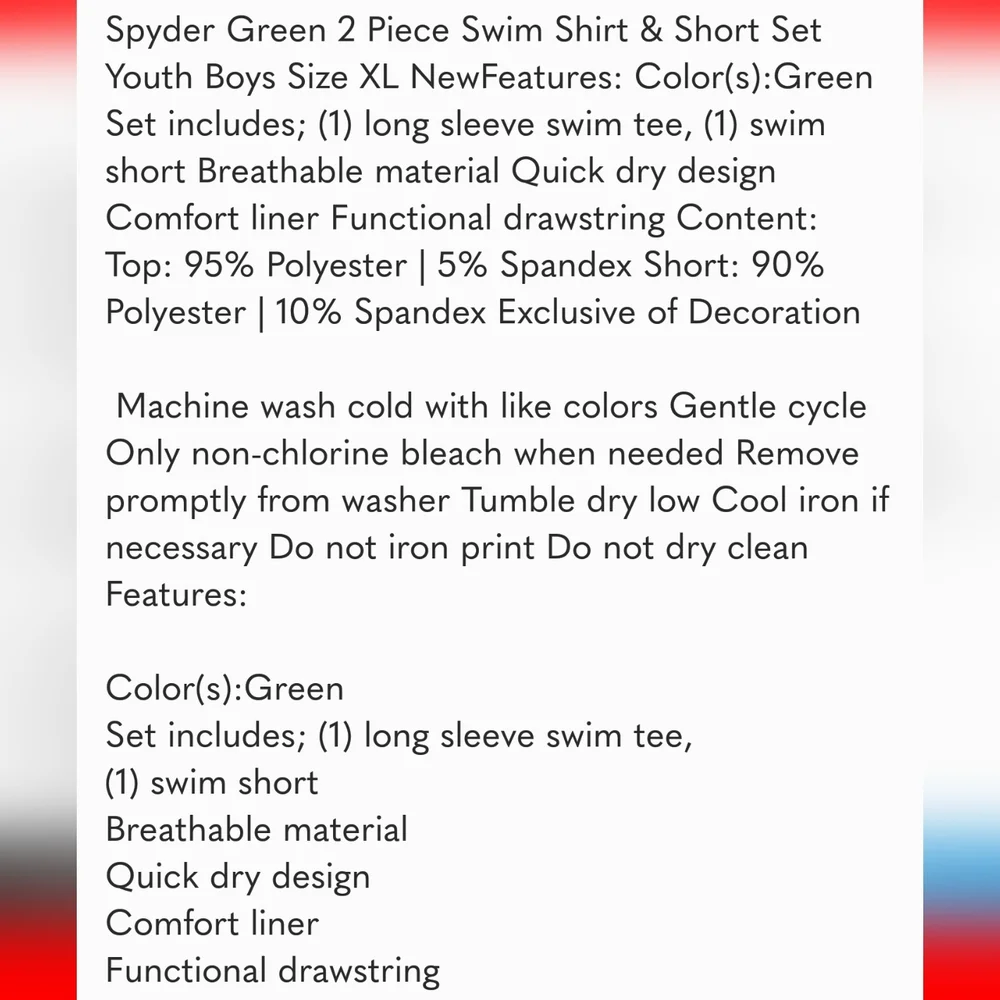 Spyder Boys 2-piece Long Sleeve Swim Set UPF 30+ Sun Protection new